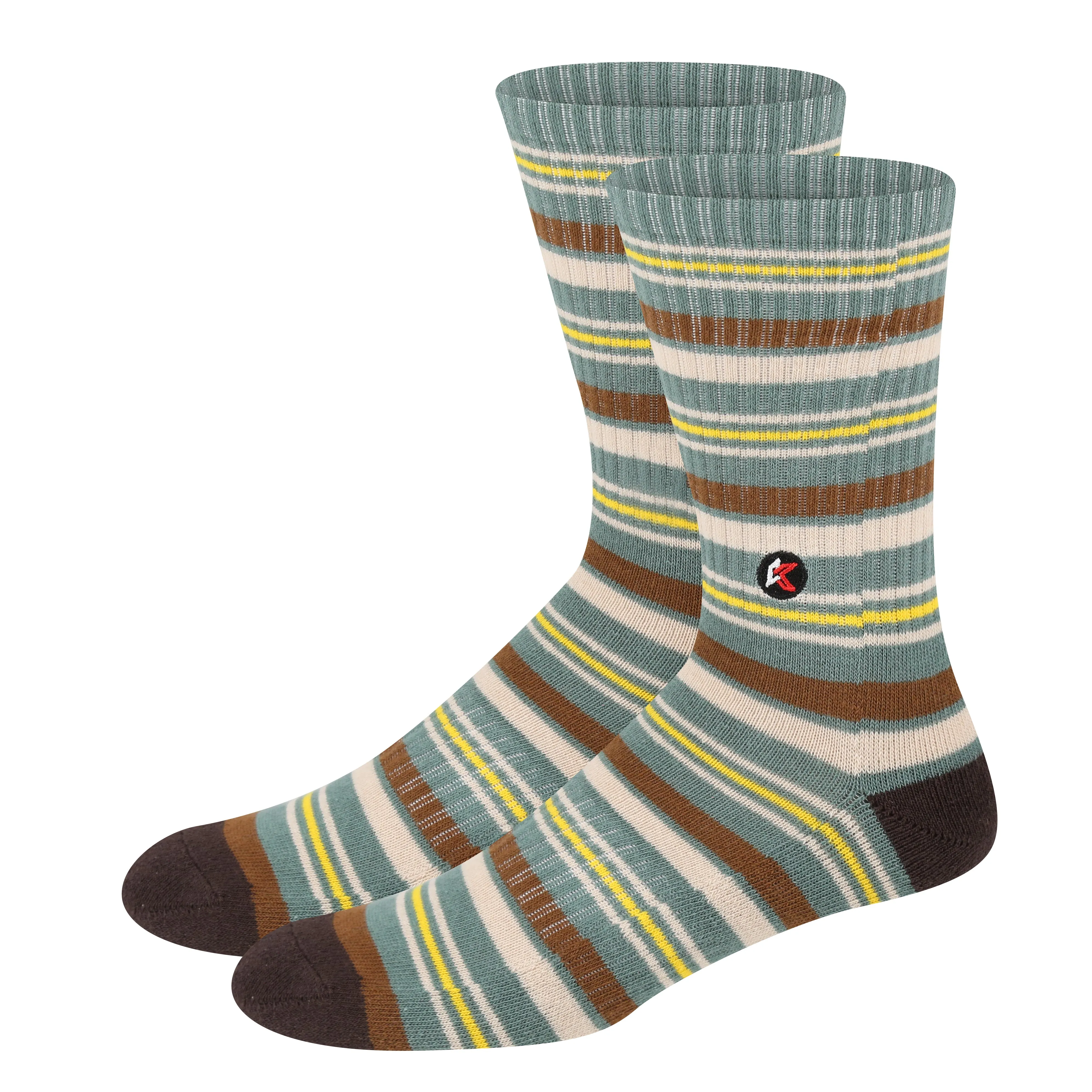 3 Pack Green Stripe Crew Sock