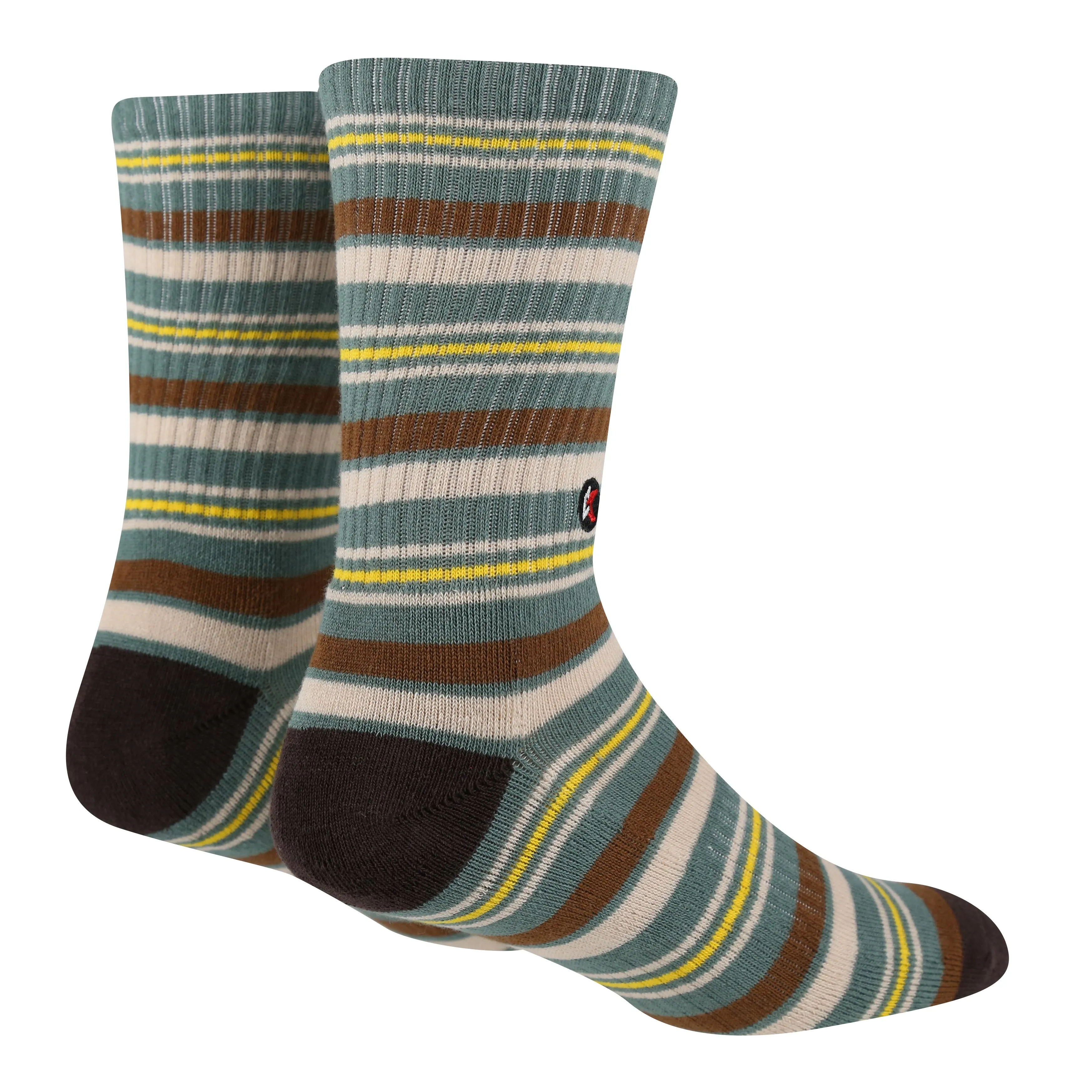 3 Pack Green Stripe Crew Sock