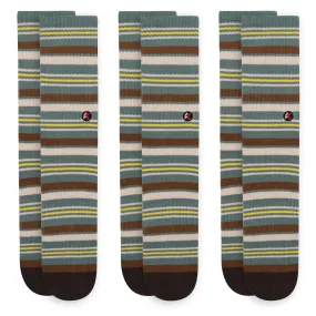 3 Pack Green Stripe Crew Sock