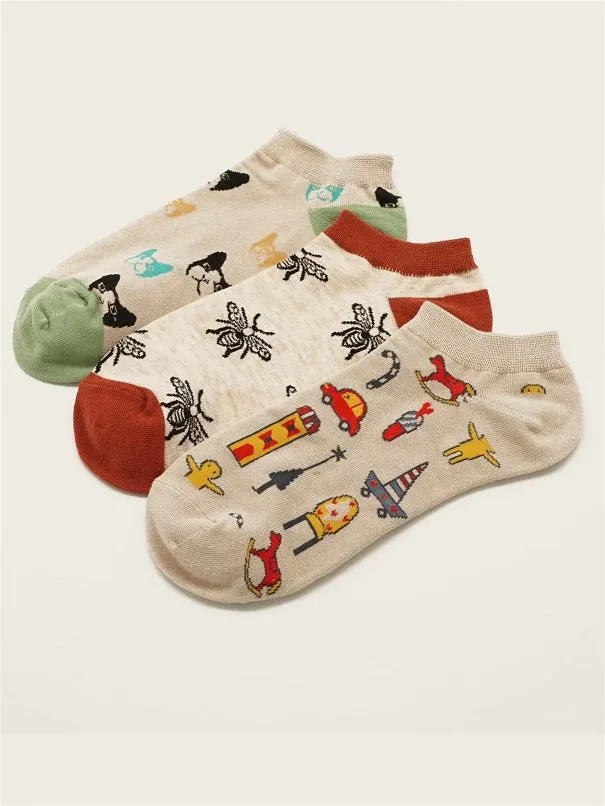 3pairs Cartoon Graphic Ankle Socks