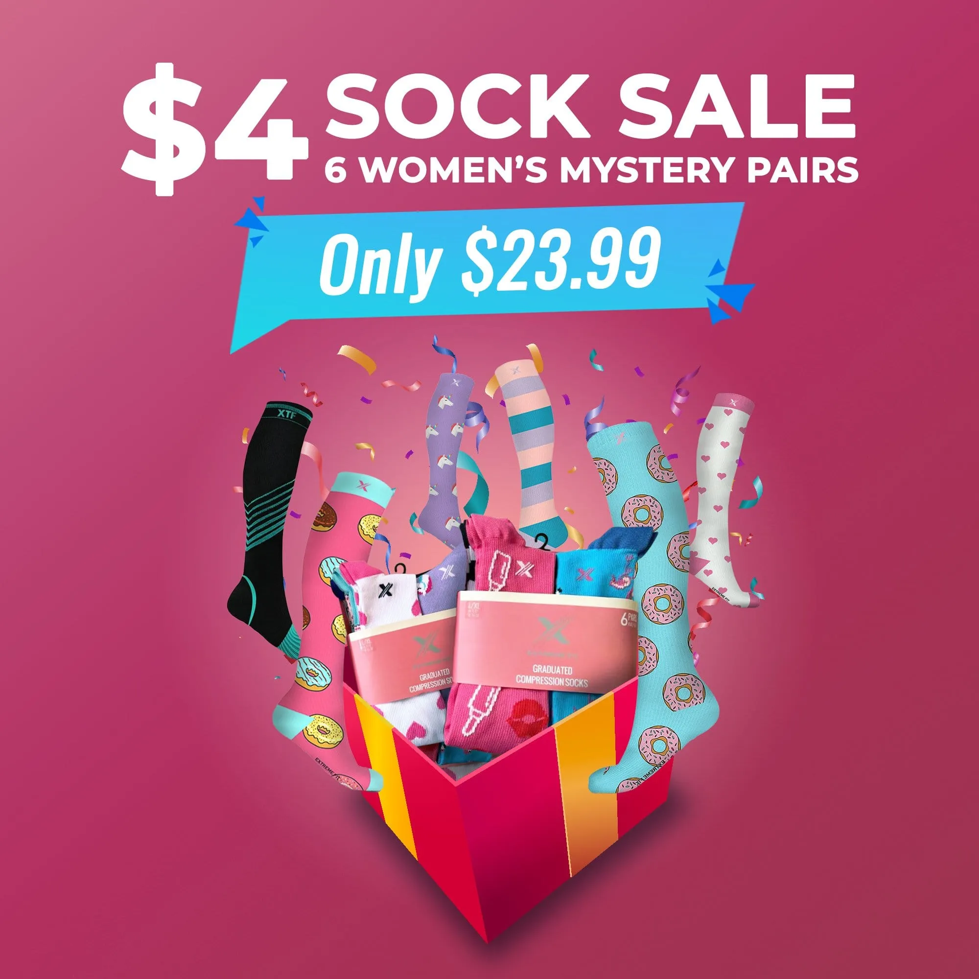 $4 Sock Sale Grab Bag - Women's (6-pairs)