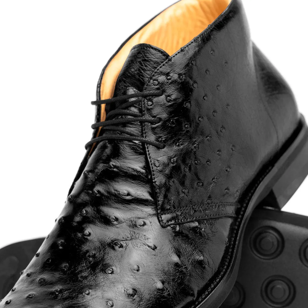 Black Marco Ostrich Quill Chukka Boot - Classic Style for Men