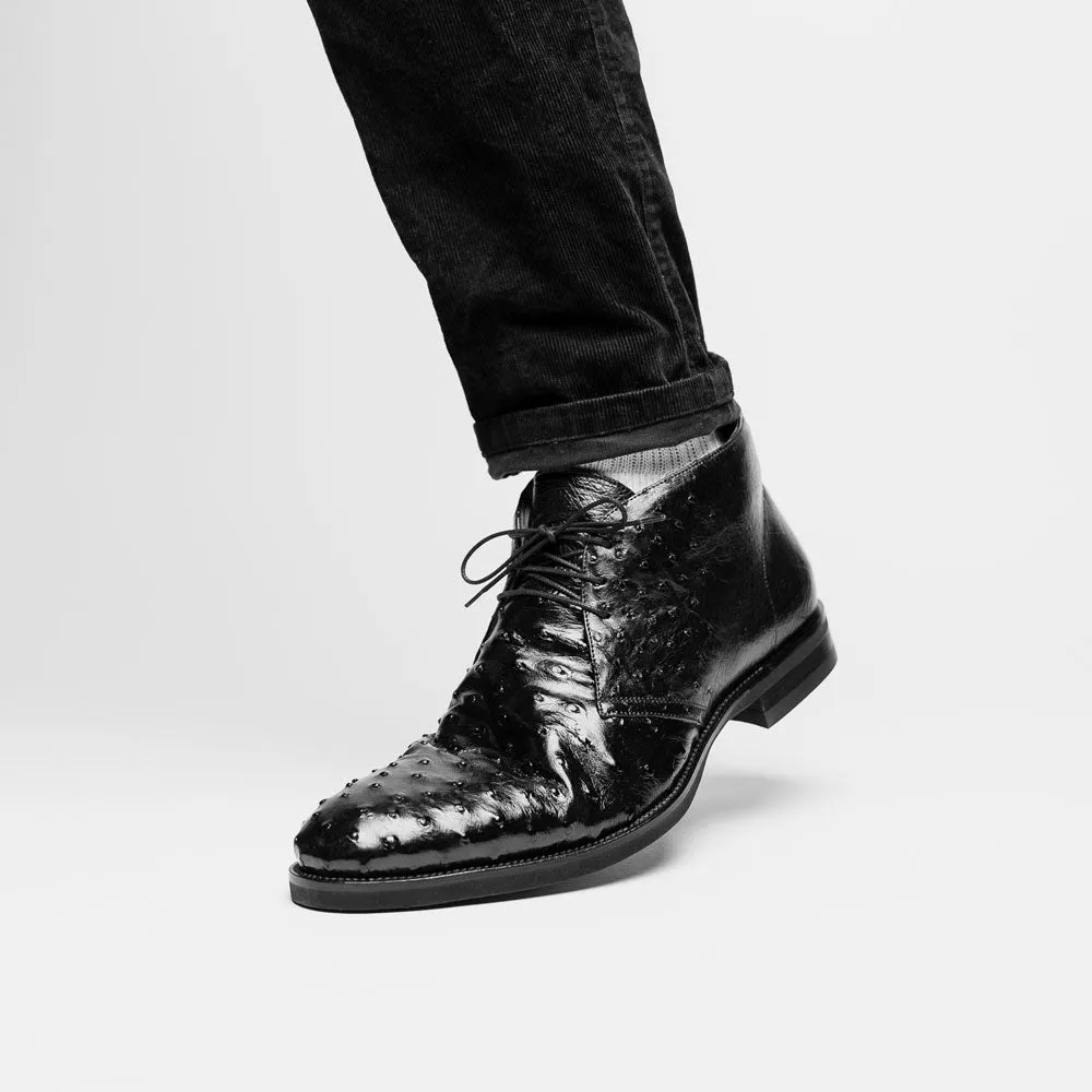 Black Marco Ostrich Quill Chukka Boot - Classic Style for Men