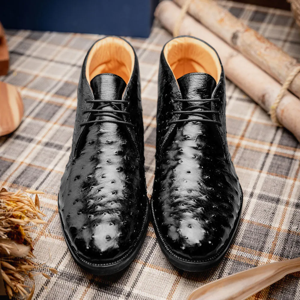 Black Marco Ostrich Quill Chukka Boot - Classic Style for Men