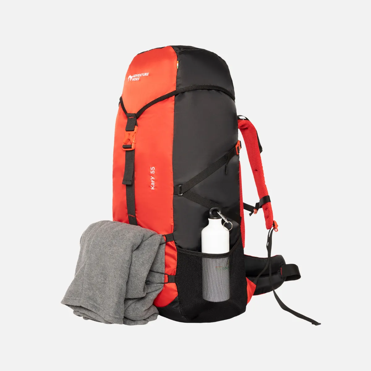 Adventure Worx Kary 55L Hiking Rucksack -Red/Black