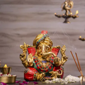 Aesthetic Chip Stone Work Ganesha Statue