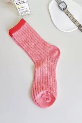 Aia Sock | Pink/Rød | Strømper fra By Timm