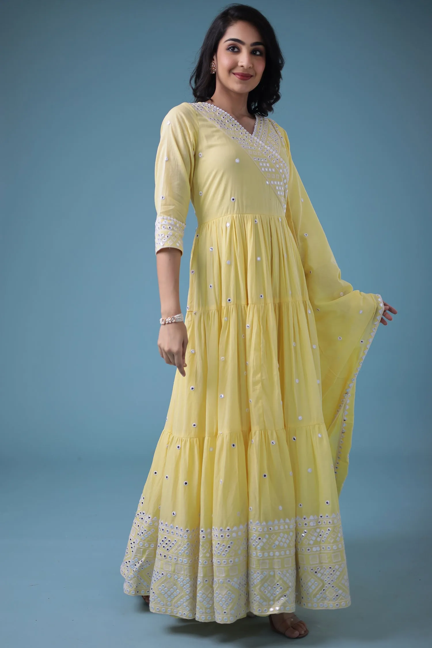 Anarkali Chanderi Suit with Embroidered work