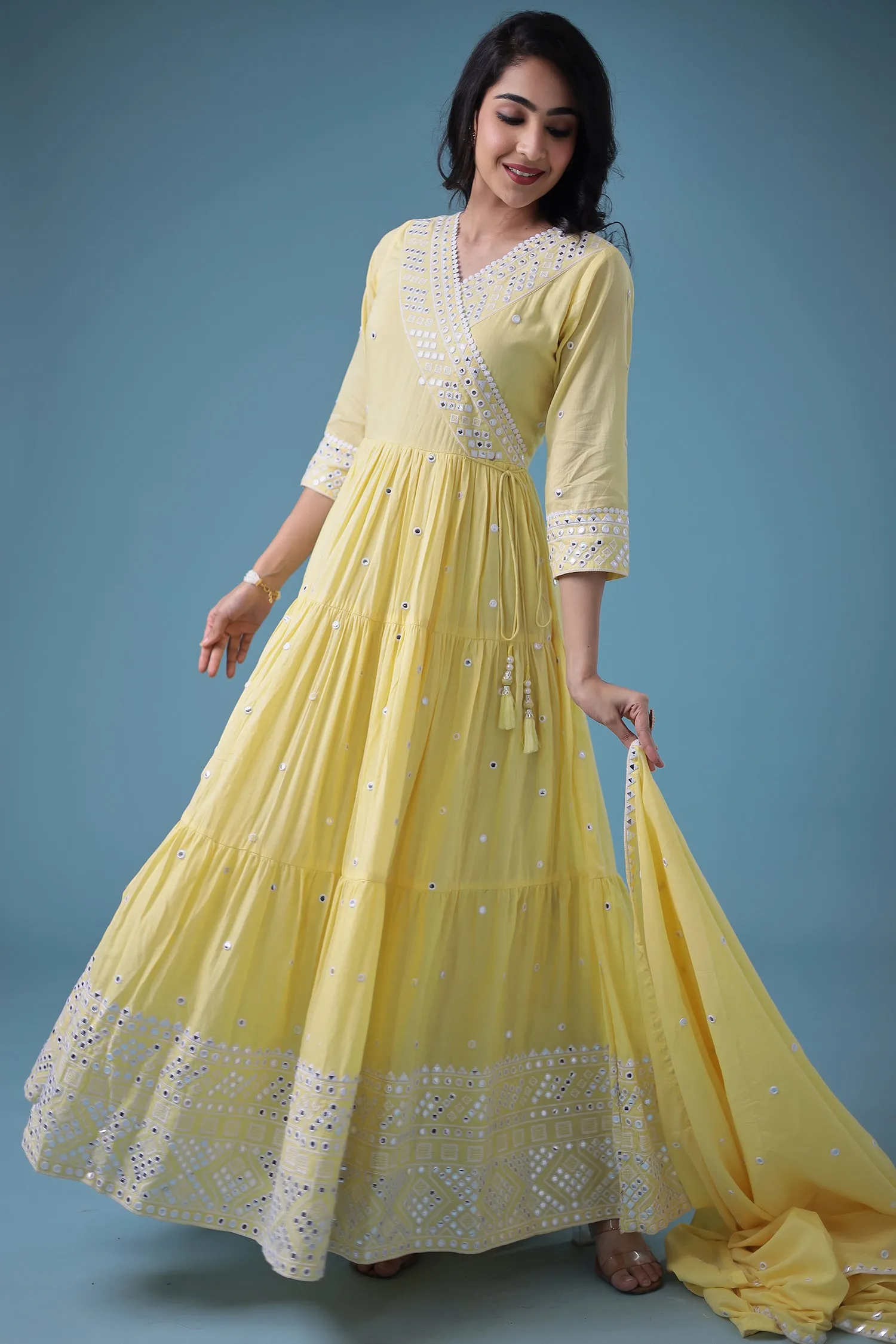 Anarkali Chanderi Suit with Embroidered work