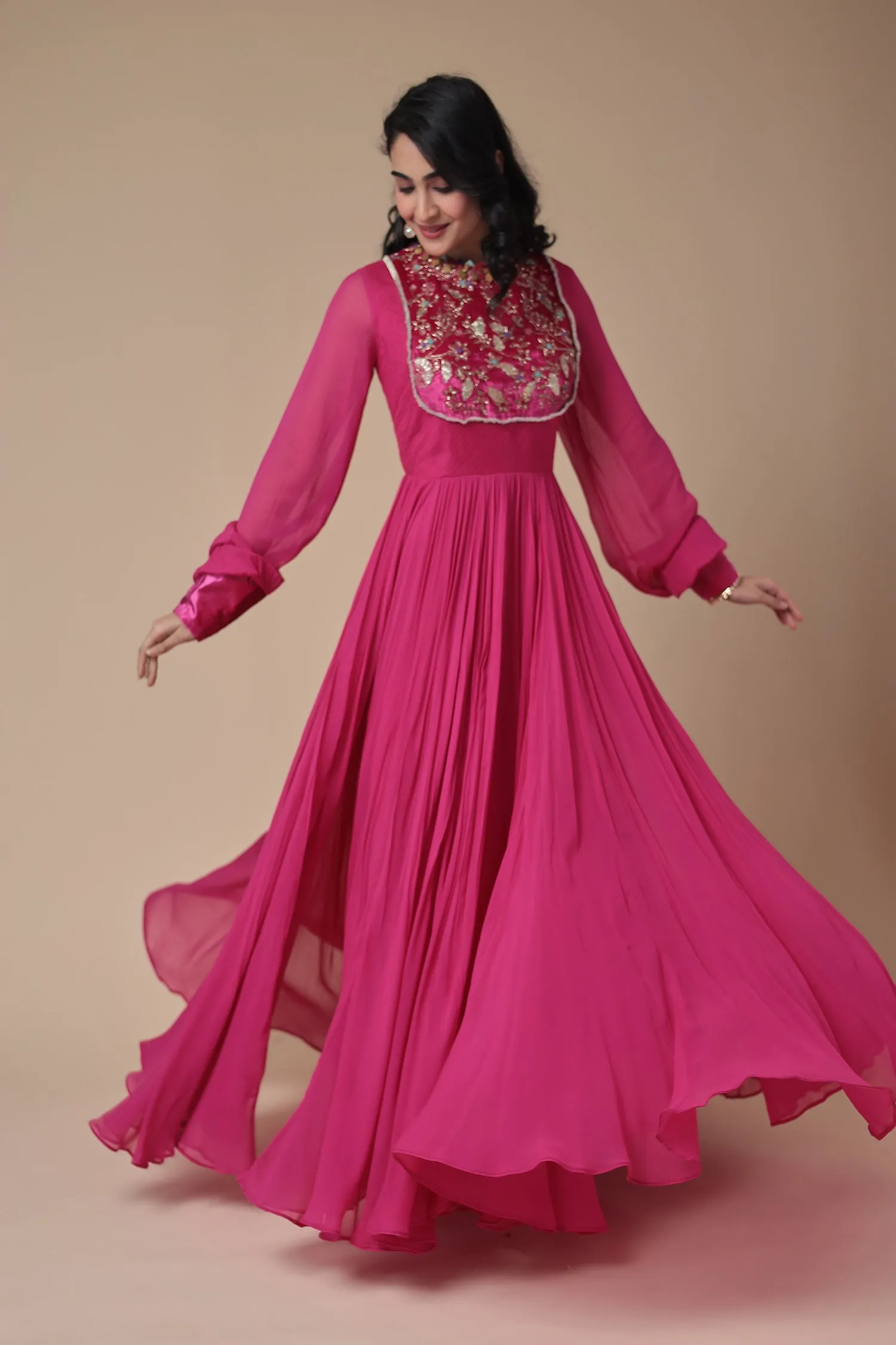 Anarkali Georgette Gown with Embroidered work