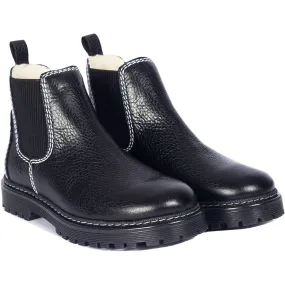 Angulus Black/Black Chelsea boot with soft wool lining