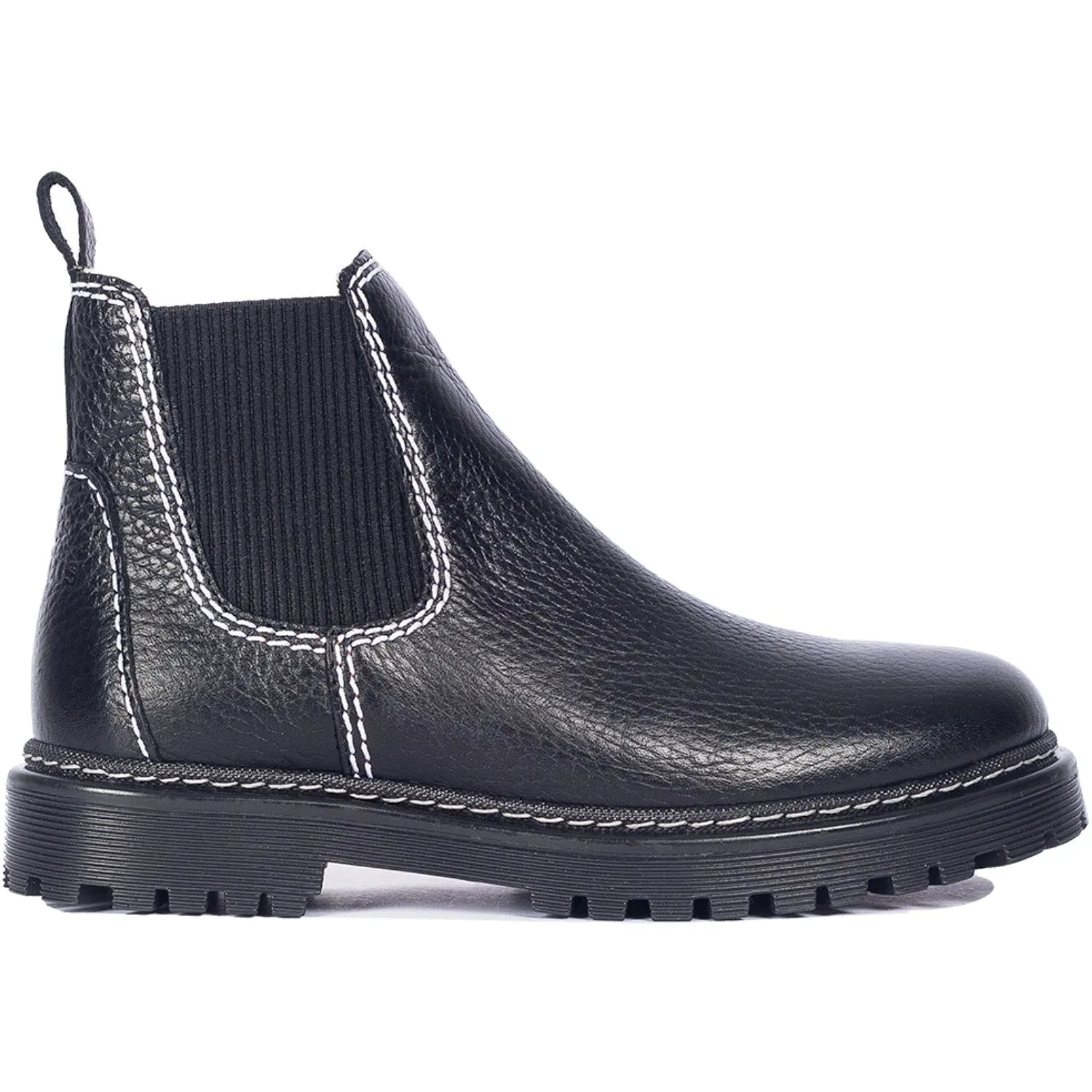 Angulus Black/Black Chelsea boot with soft wool lining