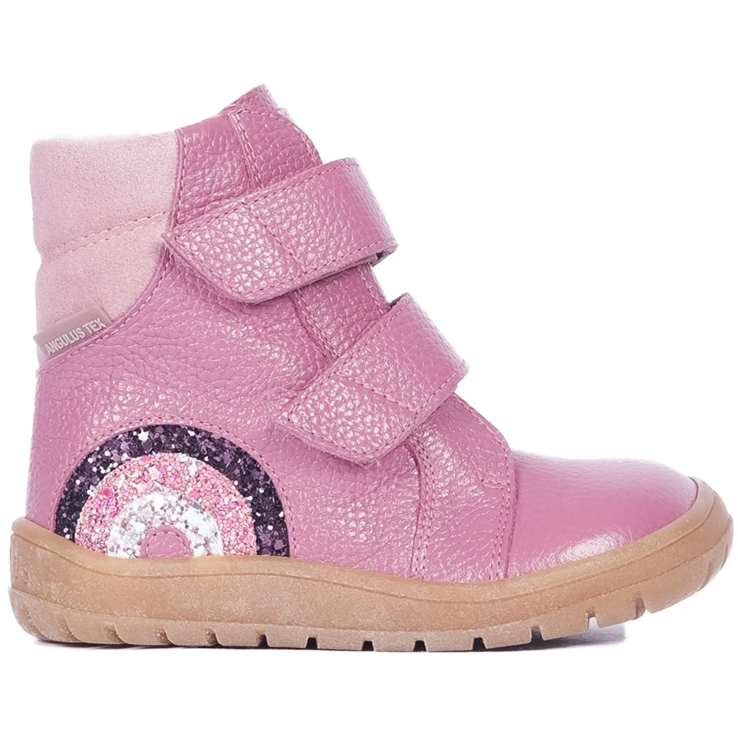 Angulus Heather/Mauve/Glitter Tex Boot with sparkling glitter rainbow