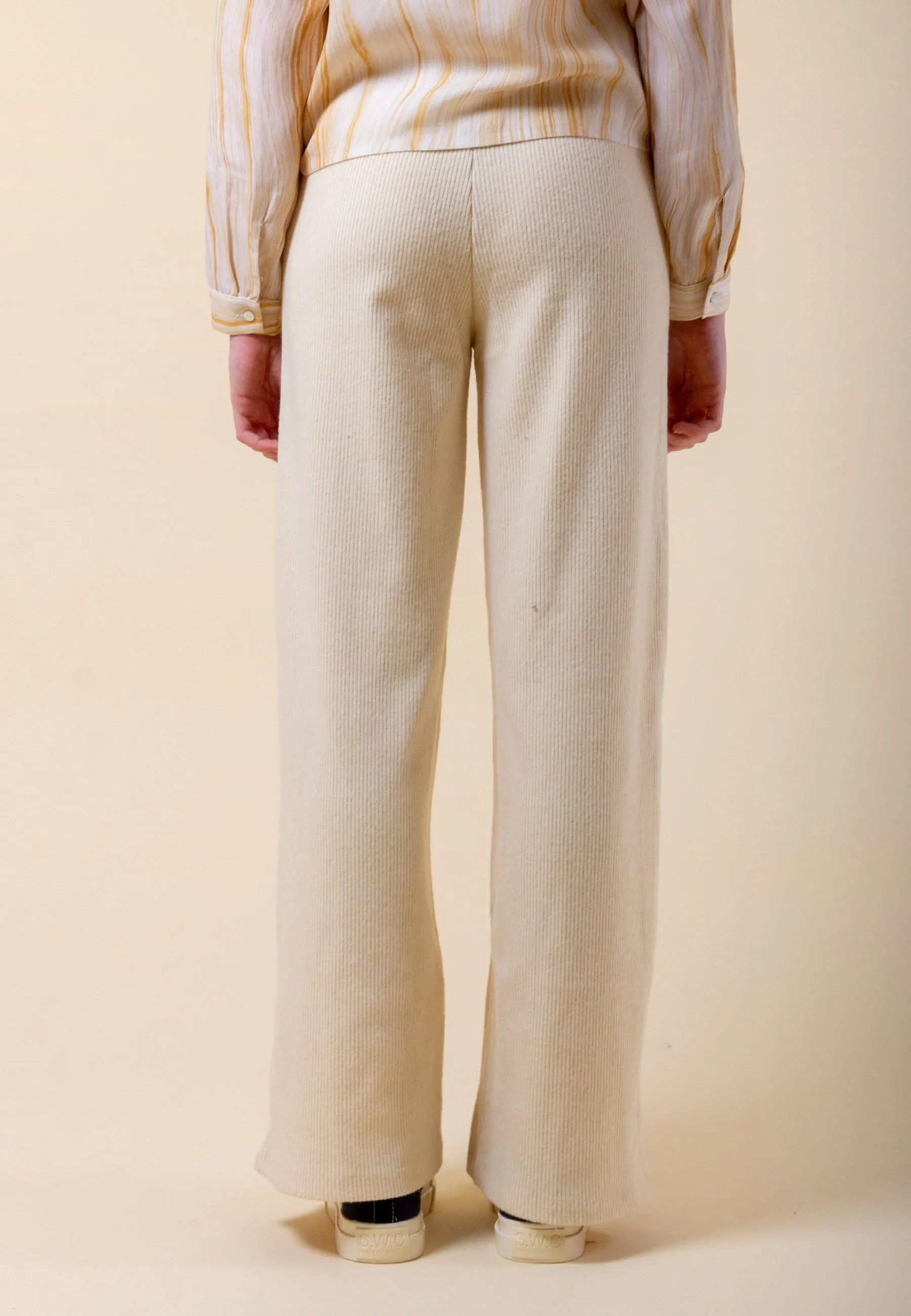 Ankle Rib Trouser - cream