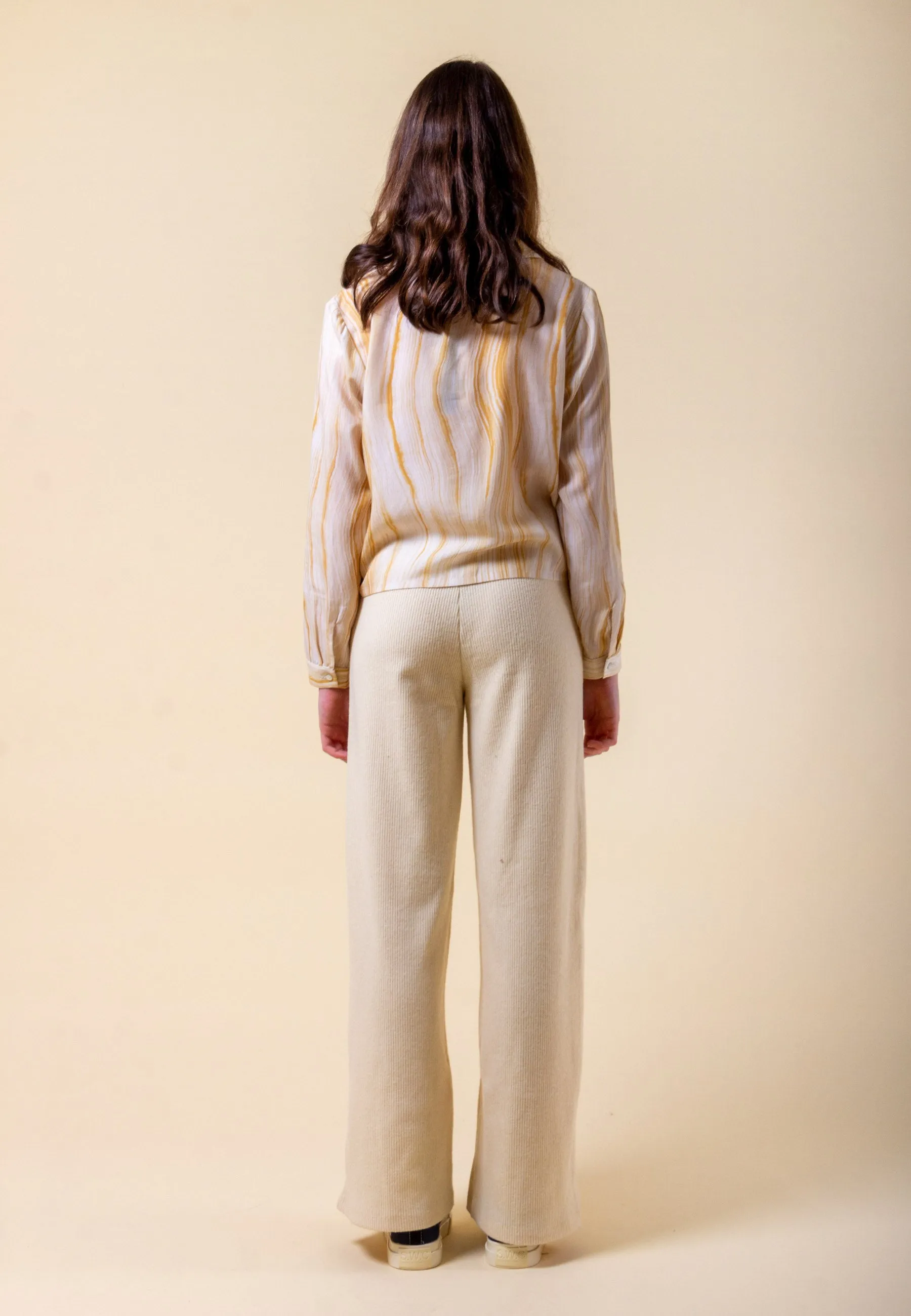 Ankle Rib Trouser - cream