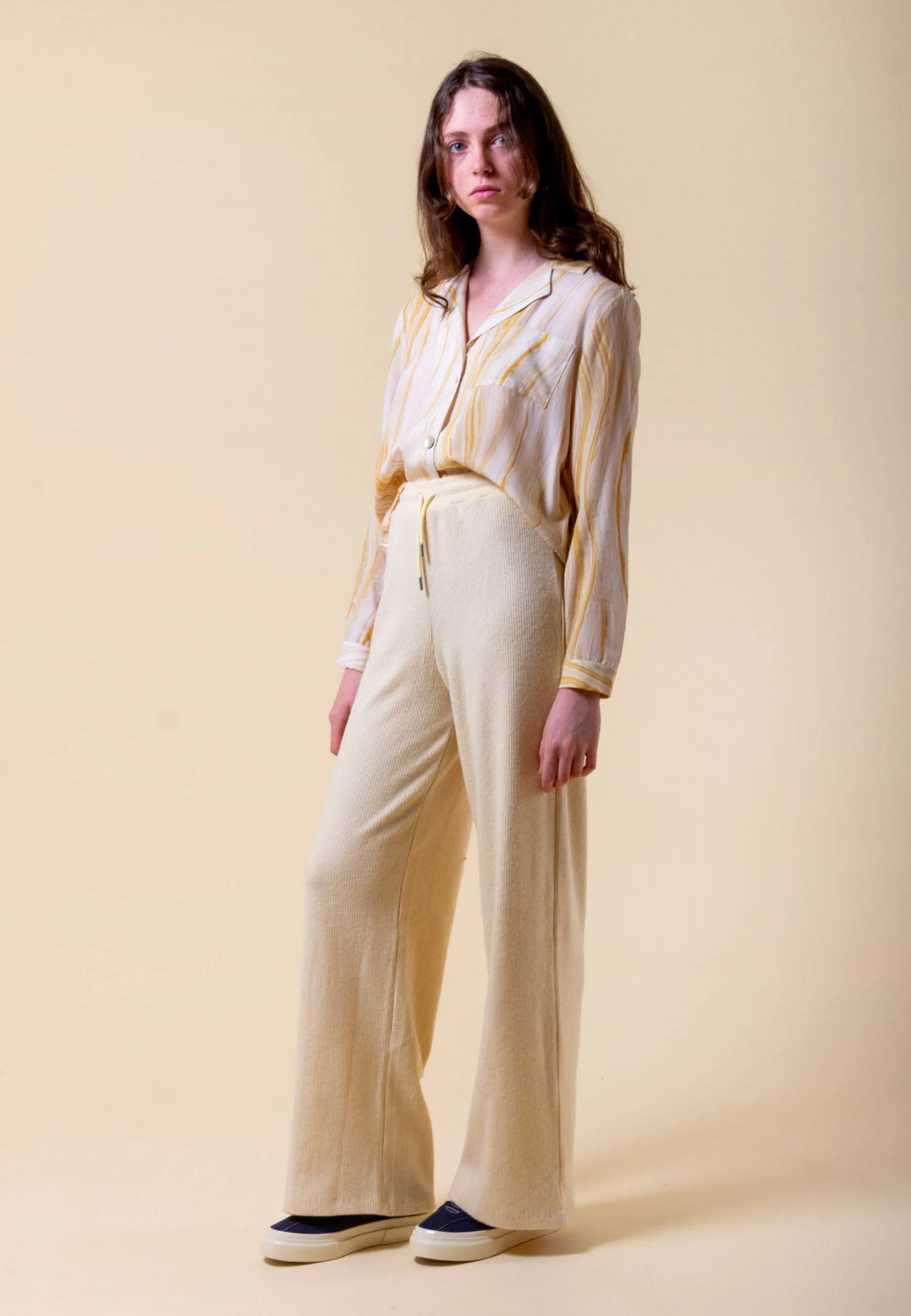 Ankle Rib Trouser - cream