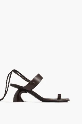 Elegant Dark Brown Leather Ankle Tie Sandals for Stylish Comfort