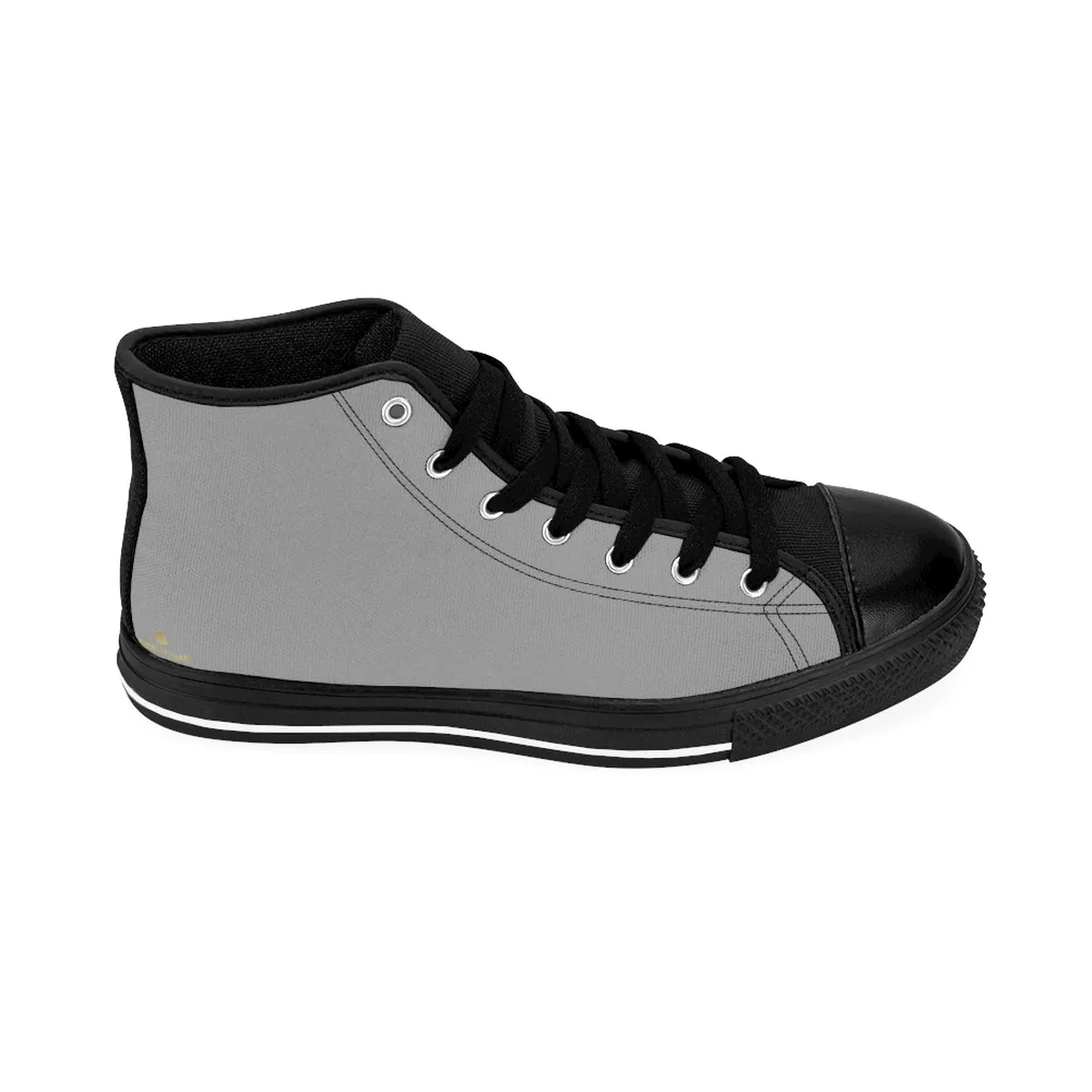 Ash Grey Men's Sneakers, Solid Grey Color Print Premium High-top Fashion Tennis Sneakers For Men