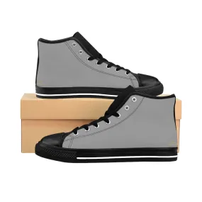 Ash Grey Men's Sneakers, Solid Grey Color Print Premium High-top Fashion Tennis Sneakers For Men