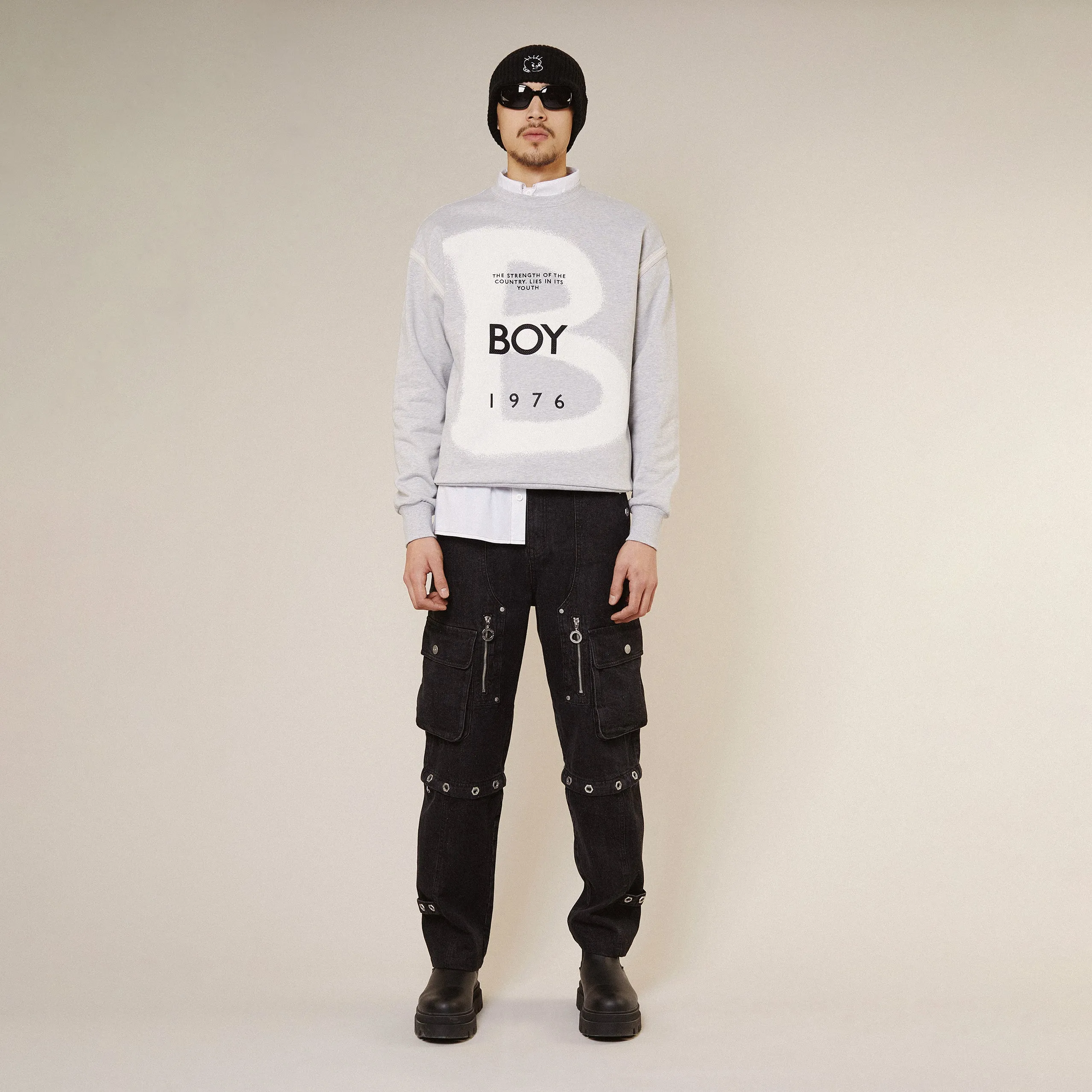 B IS FOR BOY SWEATSHIRT - SNOW MARL/HEATHER MARL