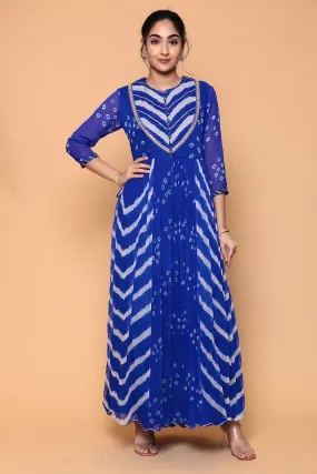 Bandhej Chiffon Kurta Stitched with Gota work.