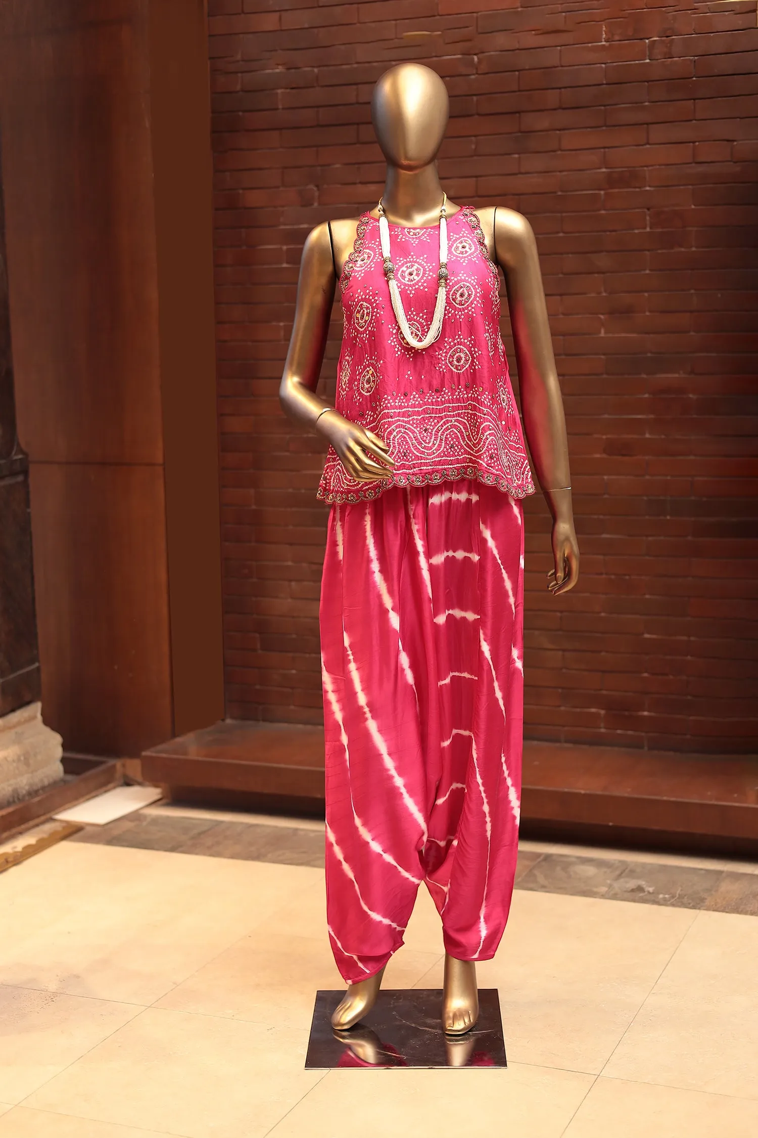 Bandhej Silk Indowestern with Embellished  work.