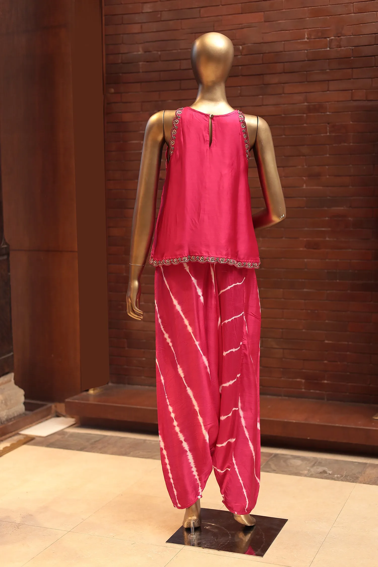 Bandhej Silk Indowestern with Embellished  work.