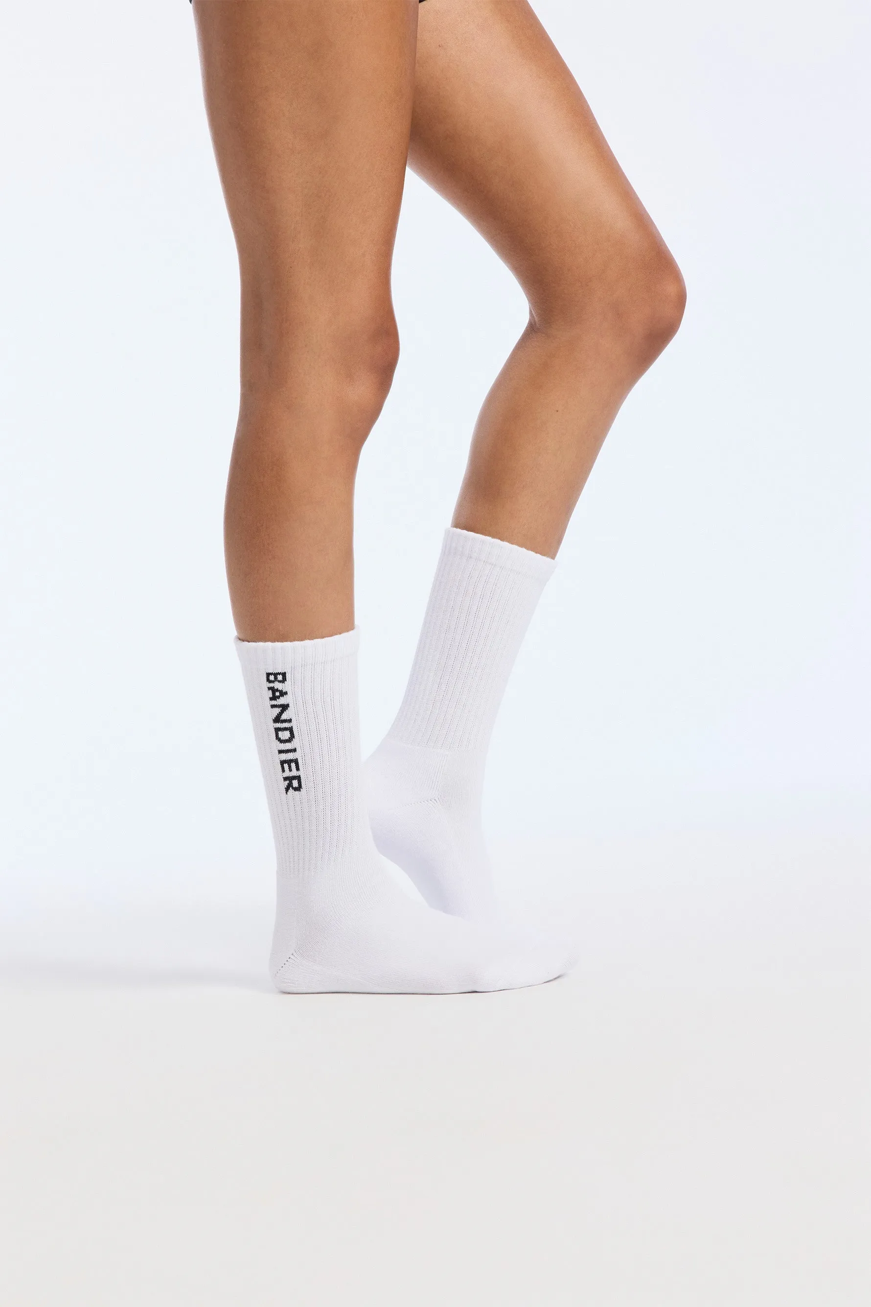 Bandier Logo Crew Sock - White/black