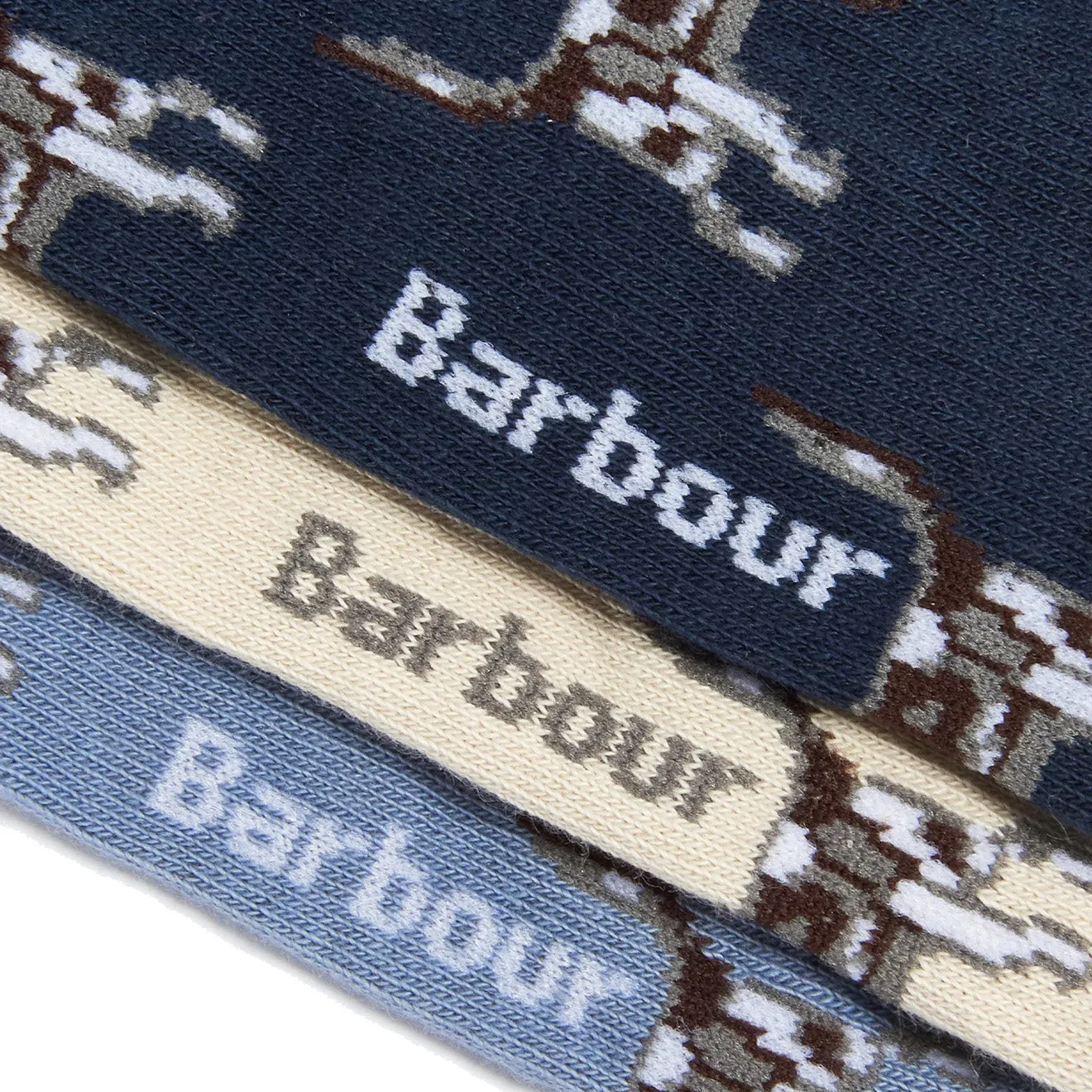 Barbour Pointer Dog Sock Gift Set Navy / Cream / Blue