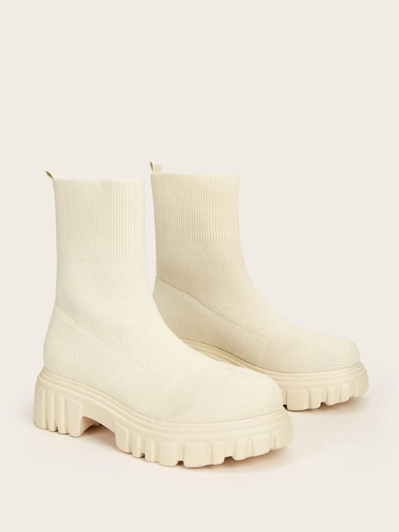 Basic Minimalist Knit Platform Sock Boots