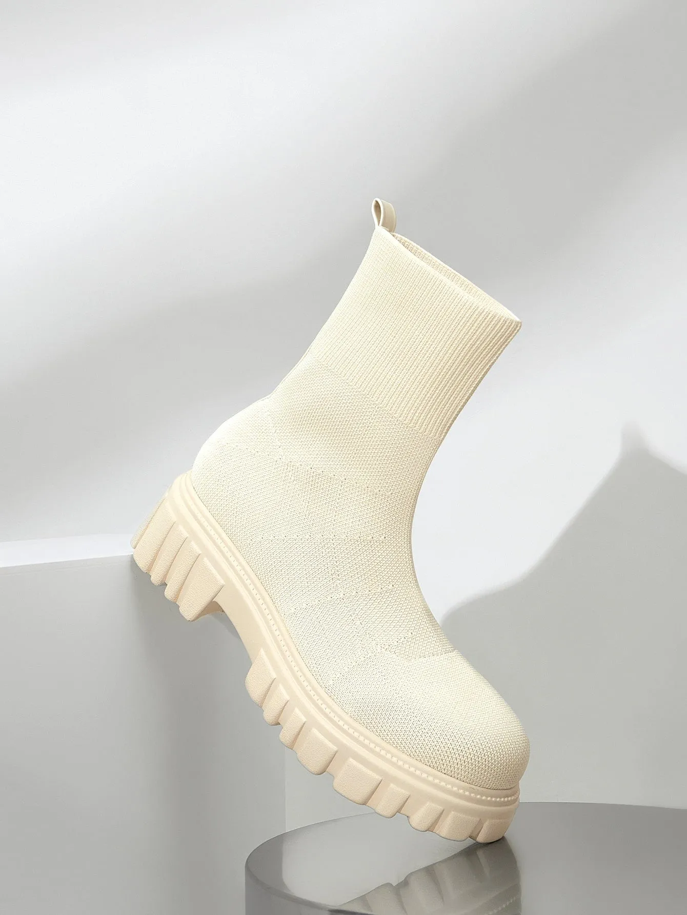 Basic Minimalist Knit Platform Sock Boots