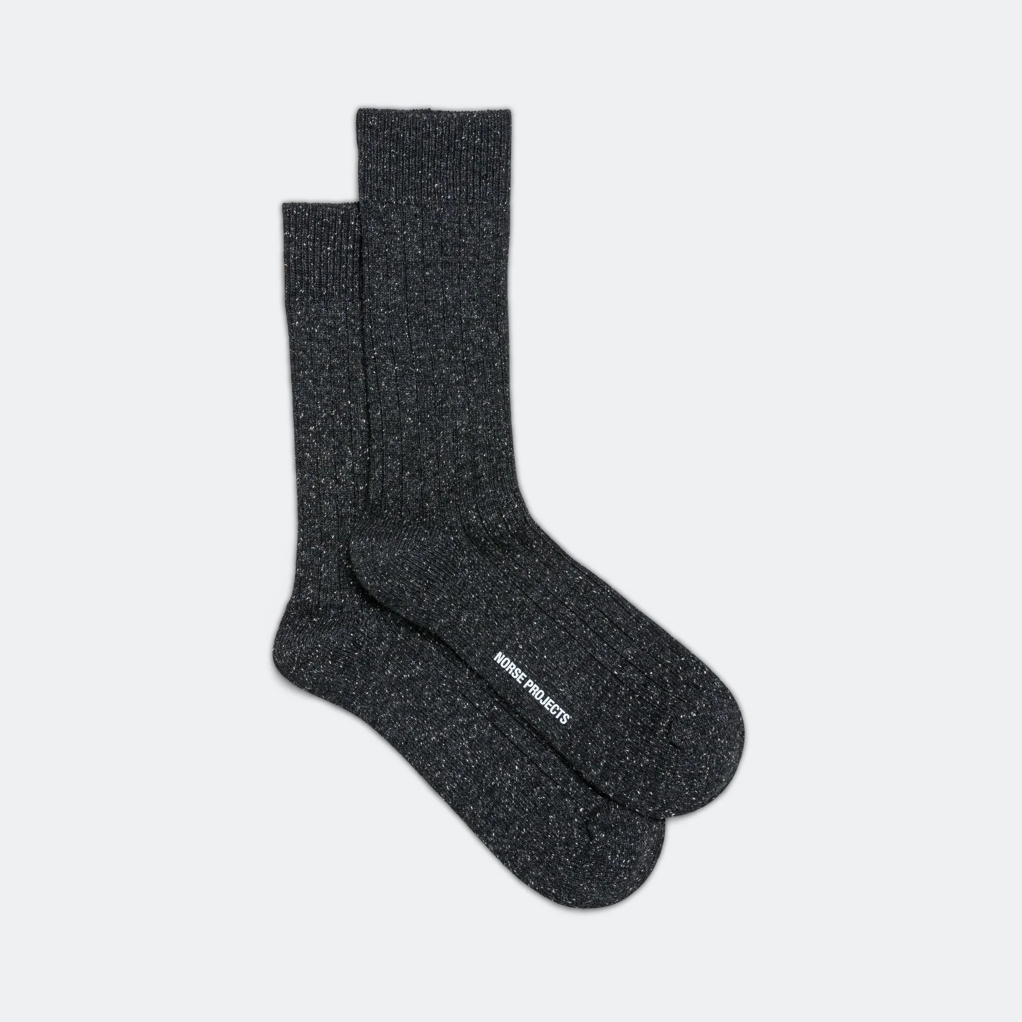 Bjarki Neps Wool Rib Sock - Charcoal Melange