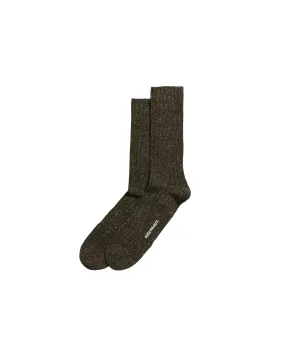 Bjarki Neps Wool Rib Sock - Espresso