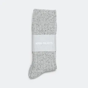 Bjarki Neps Wool Rib Sock - Light Grey Melange