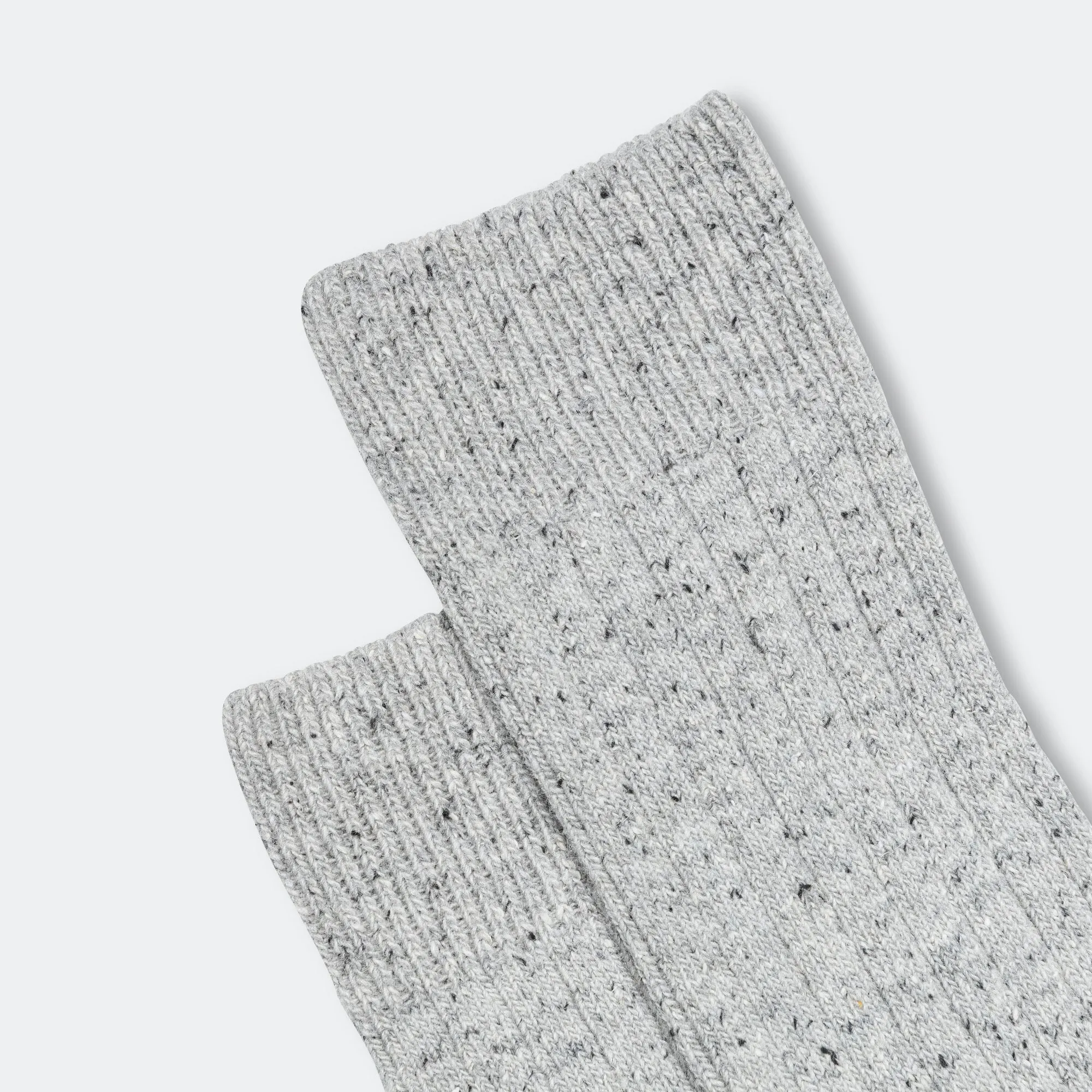 Bjarki Neps Wool Rib Sock - Light Grey Melange