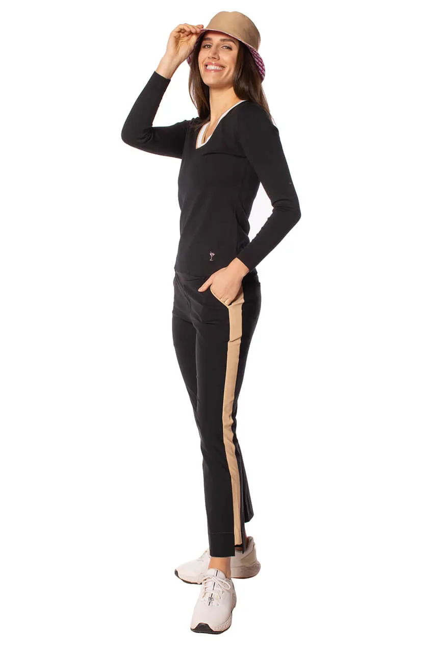 Black/Camel Stretch Ankle Pant