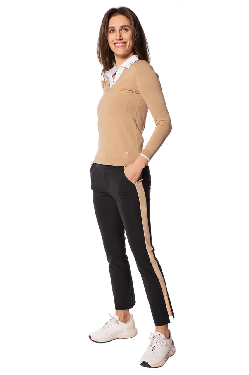 Black/Camel Stretch Ankle Pant