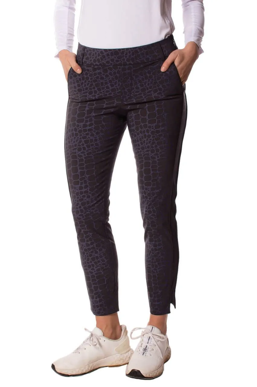 Black/Navy Snakeskin Stretch Ankle Pant