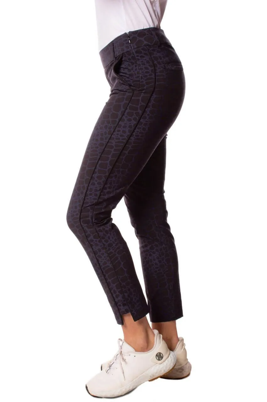 Black/Navy Snakeskin Stretch Ankle Pant