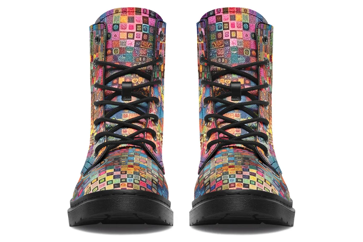 Blotter Patch Fuzz Combat Boots