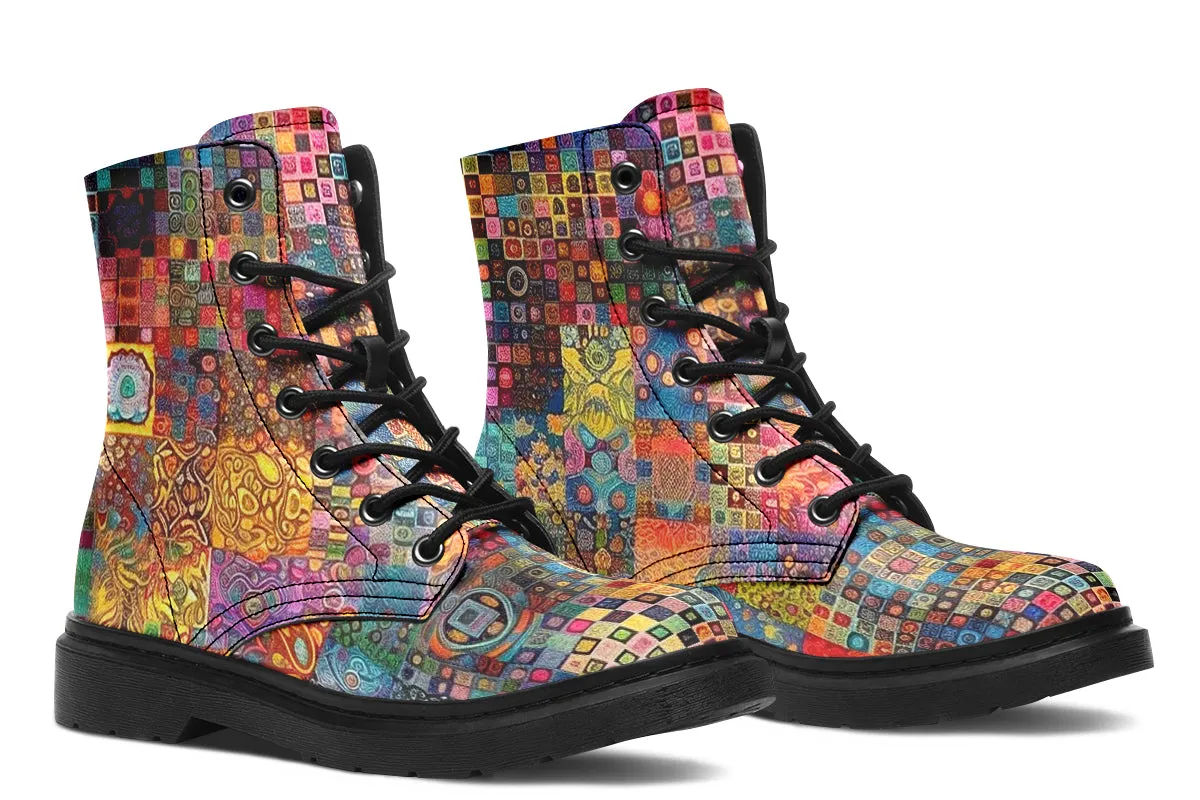 Blotter Patch Fuzz Combat Boots