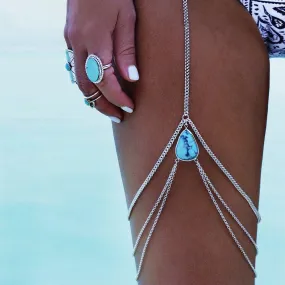 Boho Bohemian Water Drop Pendant Leg Thigh Chain Body Chain Jewelry