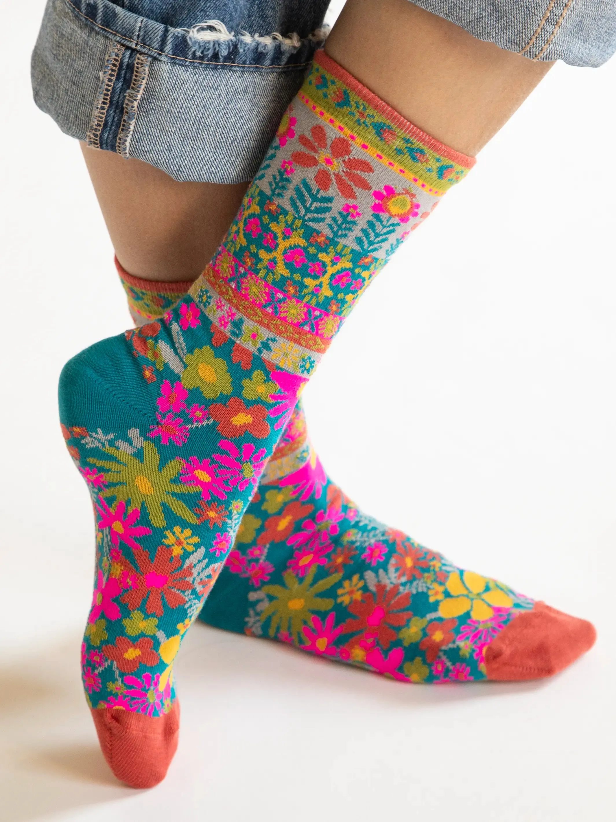 Boho Sock Set, Set of 2 - Blue Flower