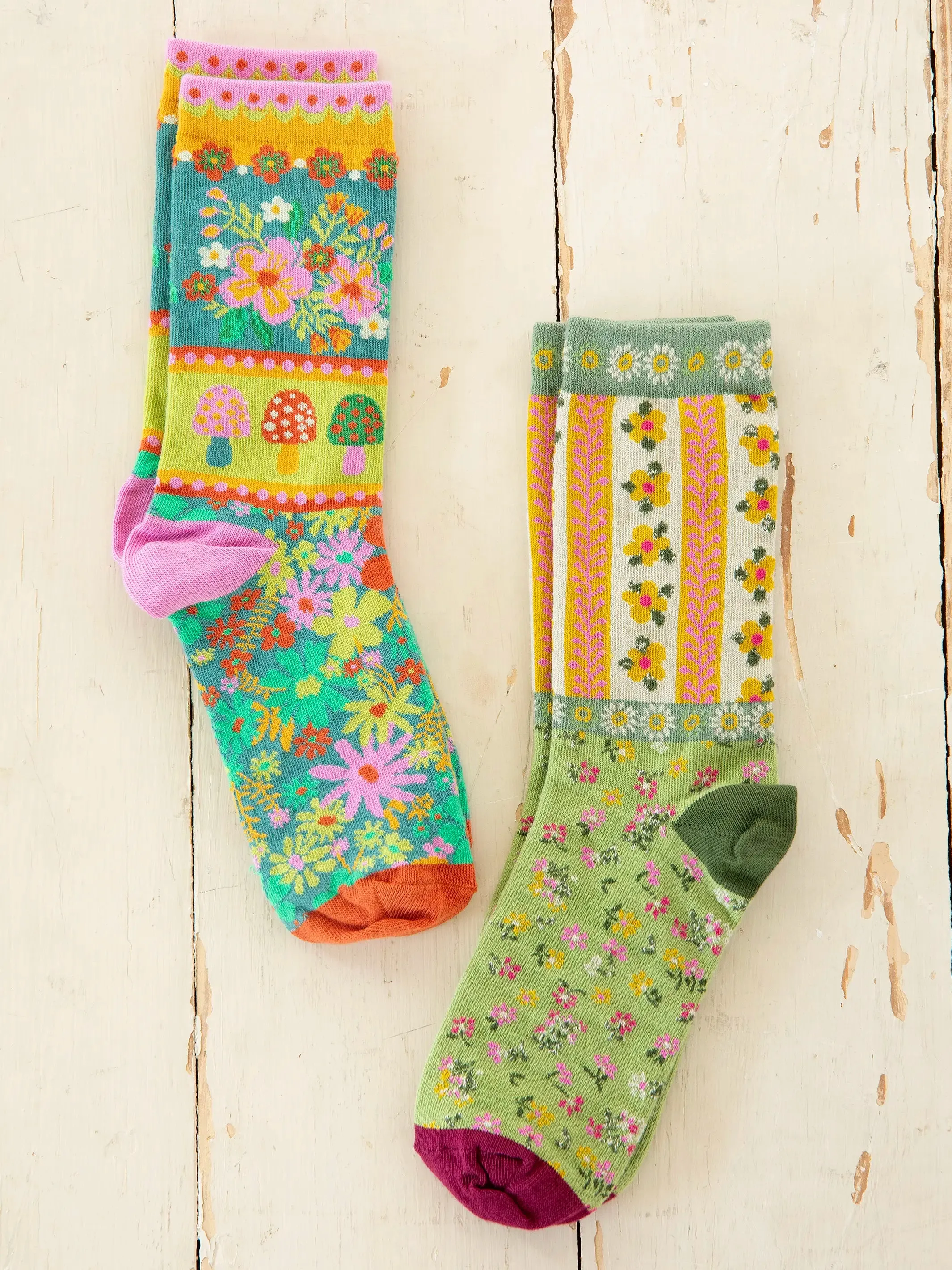 Boho Sock Set, Set of 2 - Floral Mushroom