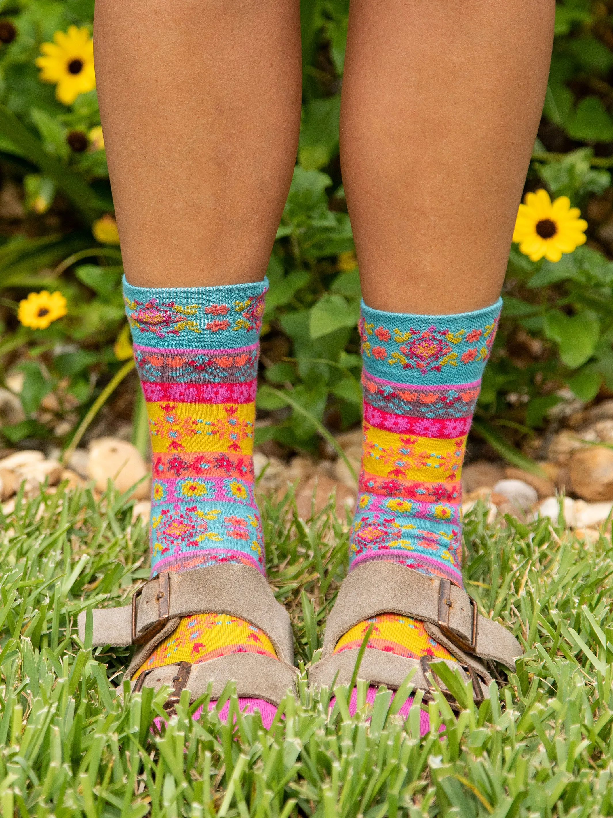 Boxed Boho Sock, Set of 3 - Cream Borders