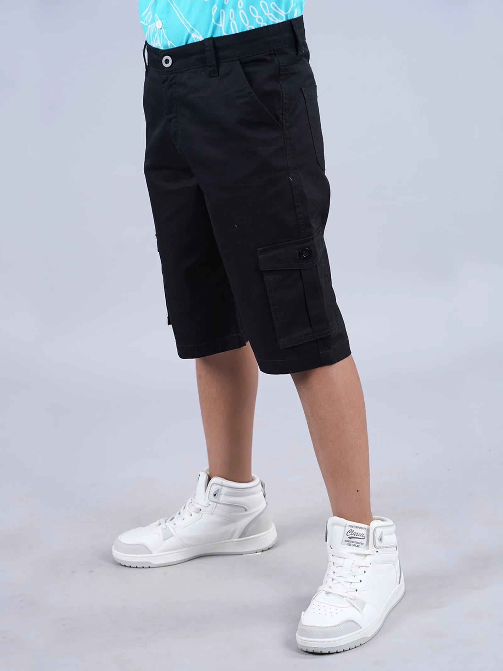 Boys Cotton Twill  Knee Length Cargo Short