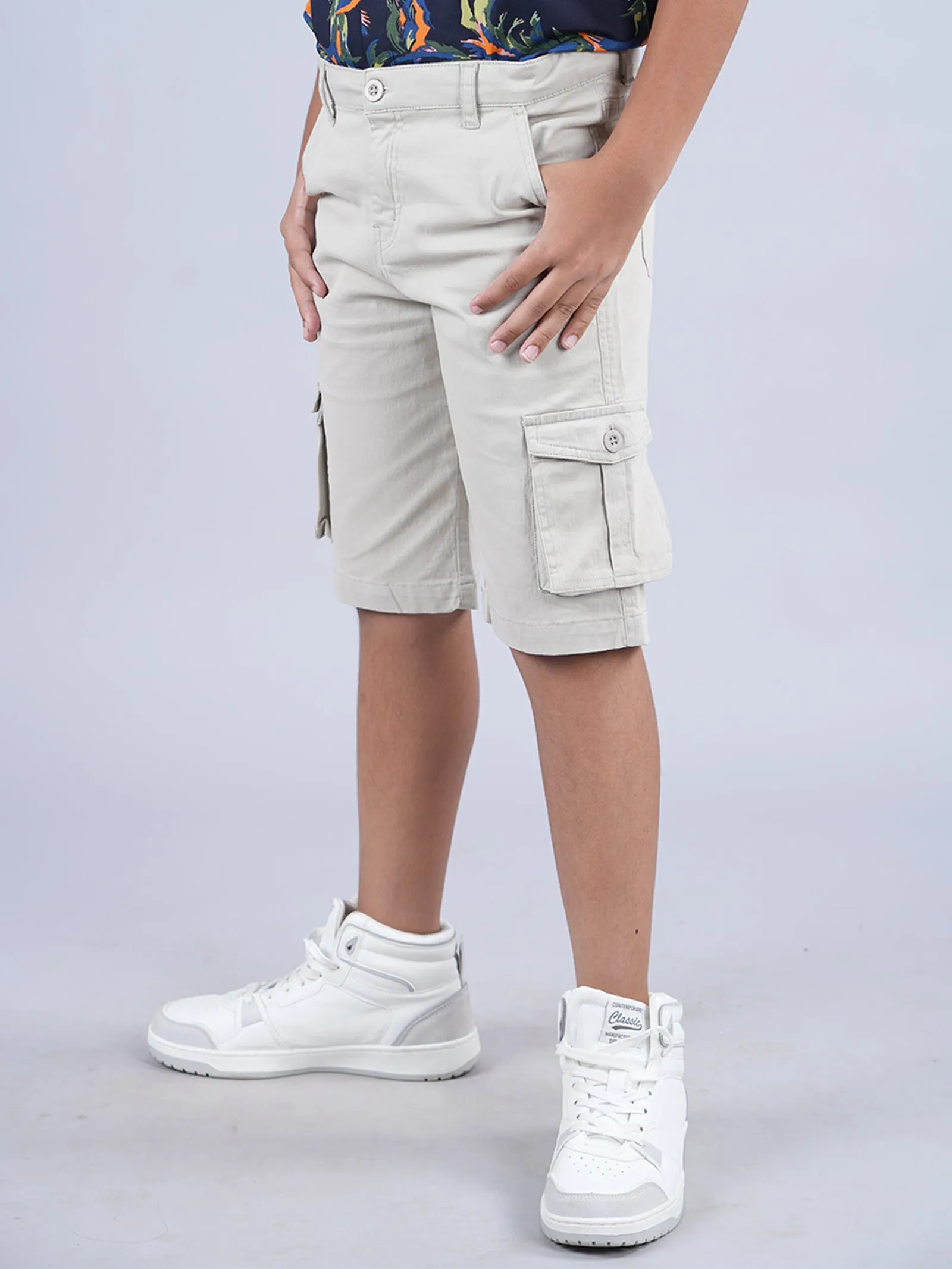 Boys Cotton Twill  Knee Length Cargo Short