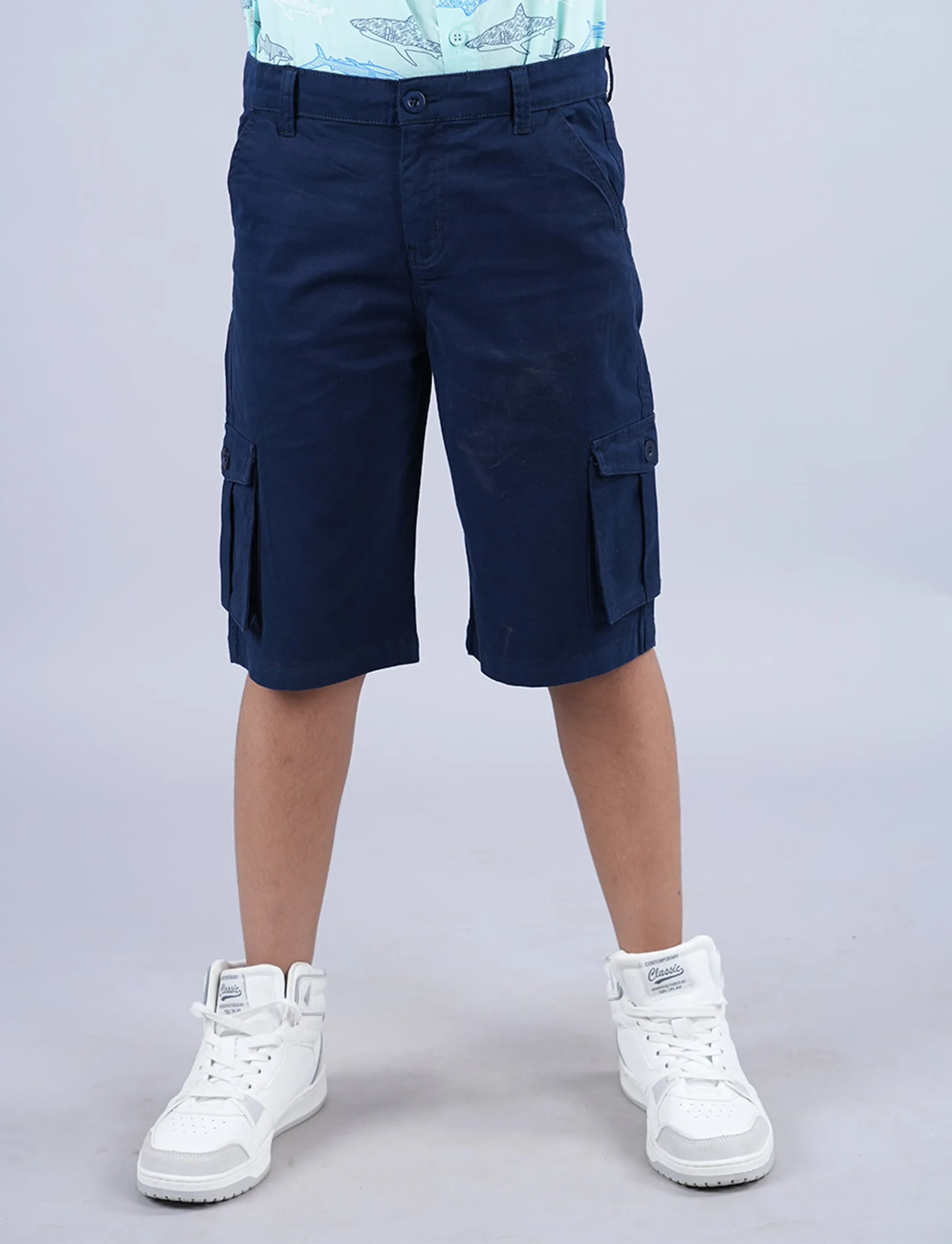 Boys Cotton Twill  Knee Length Cargo Short