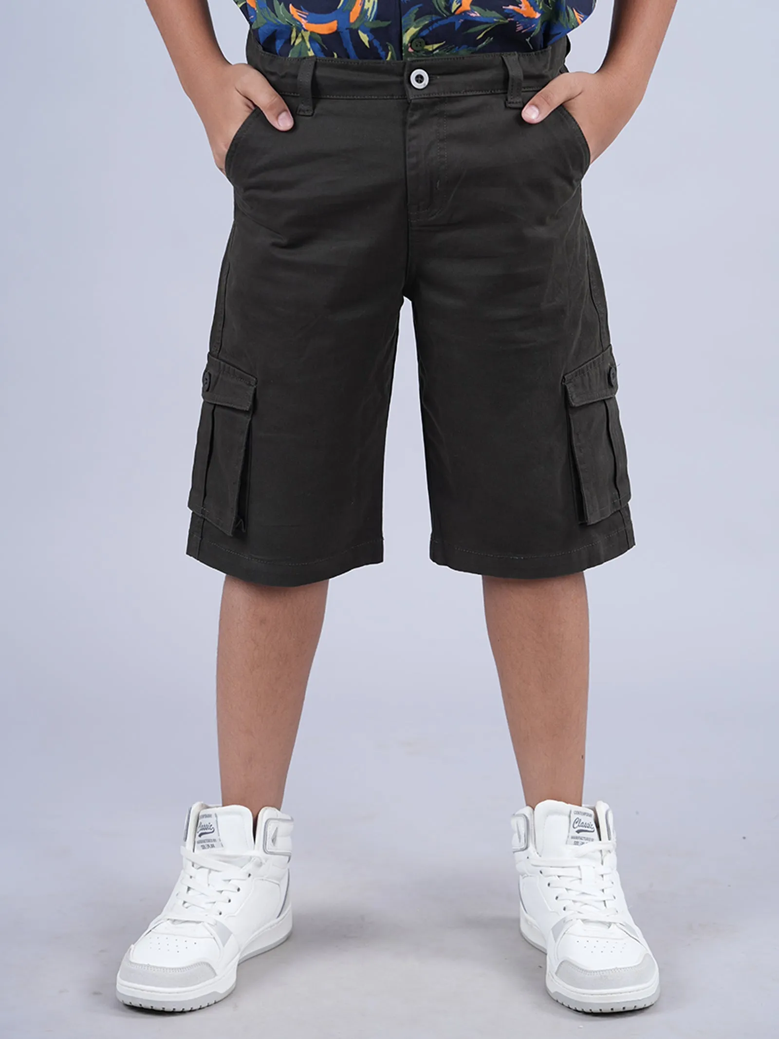 Boys Cotton Twill  Knee Length Cargo Short