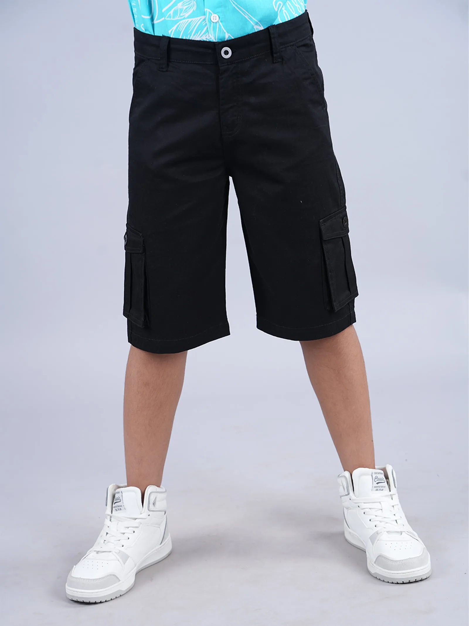 Boys Cotton Twill  Knee Length Cargo Short